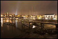 Pier and skyline by night. Portsmouth, New Hampshire, USA ( color)