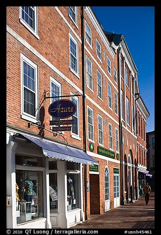 Brick buildings, market square. Portsmouth, New Hampshire, USA