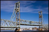 Vertical lift bridge moving upwards. Portsmouth, New Hampshire, USA (color)