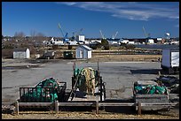 Fishing equipment on fish pier. Portsmouth, New Hampshire, USA