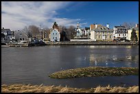 Waterfront with houses and church. Portsmouth, New Hampshire, USA ( color)