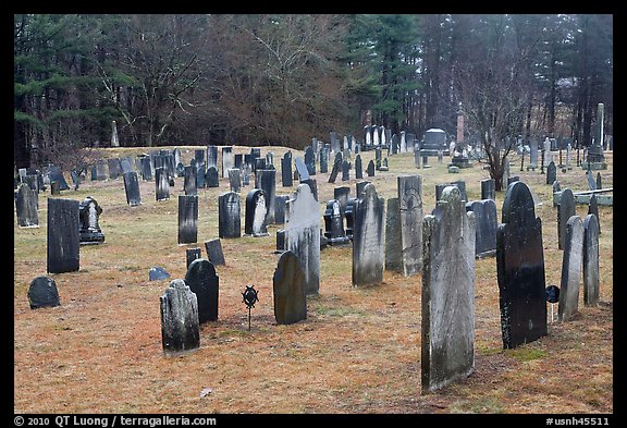 Old Slate headstones. Walpole, New Hampshire, USA (color)