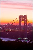 Washington Bridge at dawn from New Jersey. NYC, New York, USA