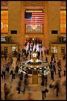 Bustling crowds in motion, Grand Central Station. NYC, New York, USA (color)