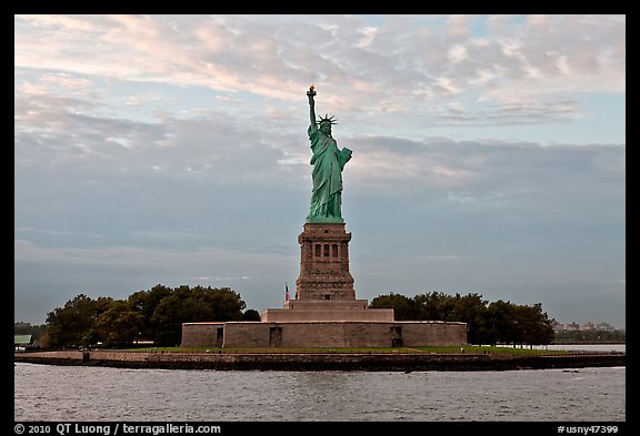 Liberty Island with Statue of Liberty. NYC, New York, USA (color)