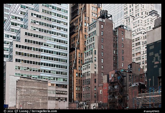 Vintage high-rise buildings, Manhattan. NYC, New York, USA (color)