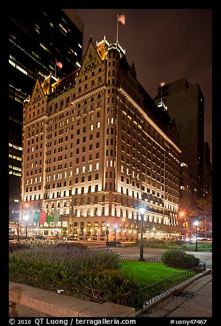 Plaza Hotel at night. NYC, New York, USA (color)