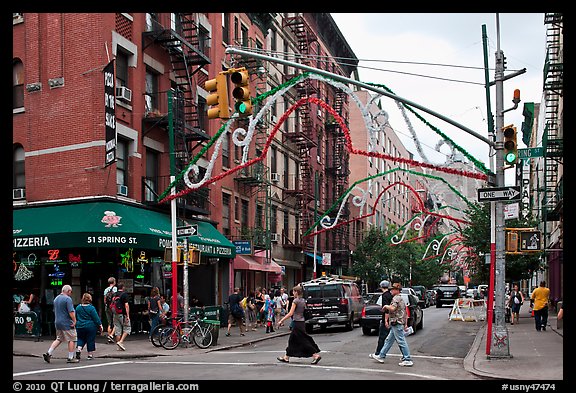 Little Italy street. NYC, New York, USA (color)