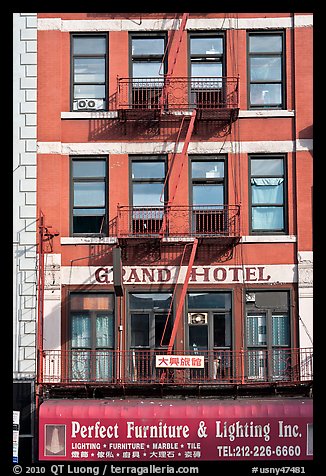 Facade detail, Bowery Hotel. NYC, New York, USA