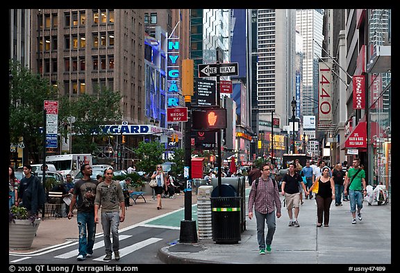 Pedestrian plazas on street near Times Squares. NYC, New York, USA (color)