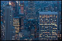 Mid-town towers at dusk from above. NYC, New York, USA