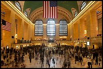Dense crowds in  main concourse of Grand Central terminal. NYC, New York, USA ( color)