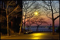 Street in Brooklyn at sunset. New York, USA