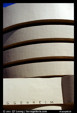 Facade detail, Solomon R Guggenheim Museum. NYC, New York, USA