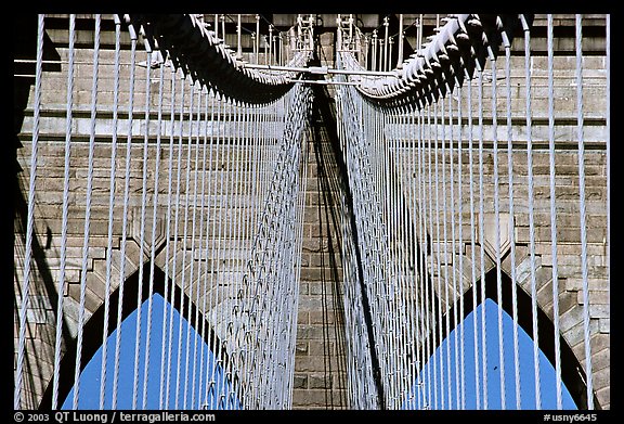Brooklyn Bridge detail. NYC, New York, USA
