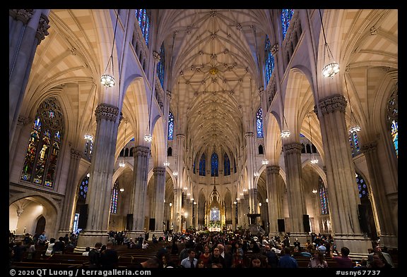 Interior of St Patricks Cathedral. NYC, New York, USA (color)