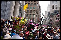 Fifth Avenue filled with revelers on Easter. NYC, New York, USA ( color)