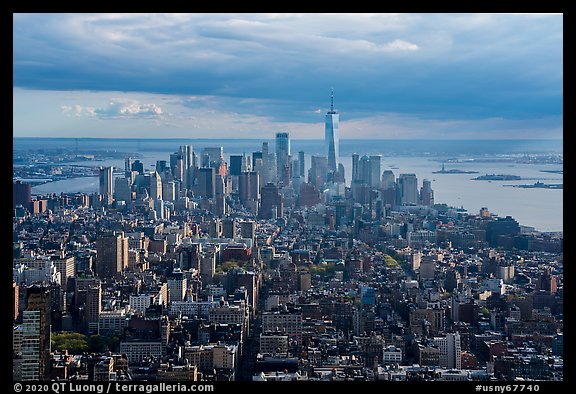 Downtown Manhattan skyline from Empire State Building. NYC, New York, USA (color)
