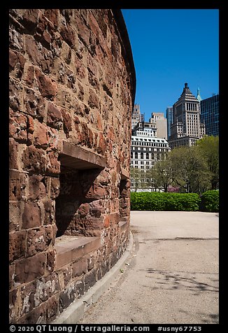 Sandstone wall, Castle Clinton National Monument. NYC, New York, USA