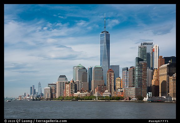 Lower Manhattan skyline with One WTC. NYC, New York, USA (color)