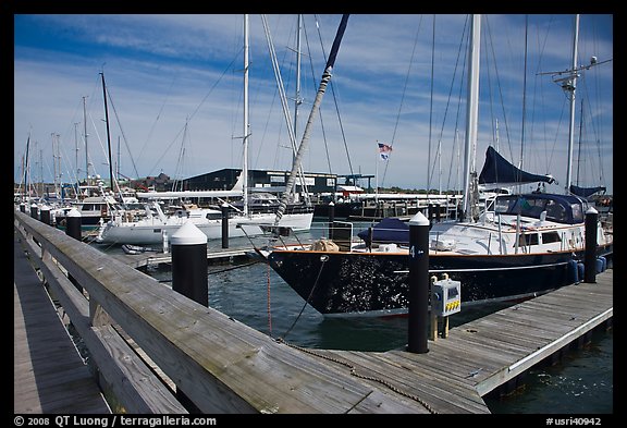 Large yachts in Newport harbor. Newport, Rhode Island, USA (color)