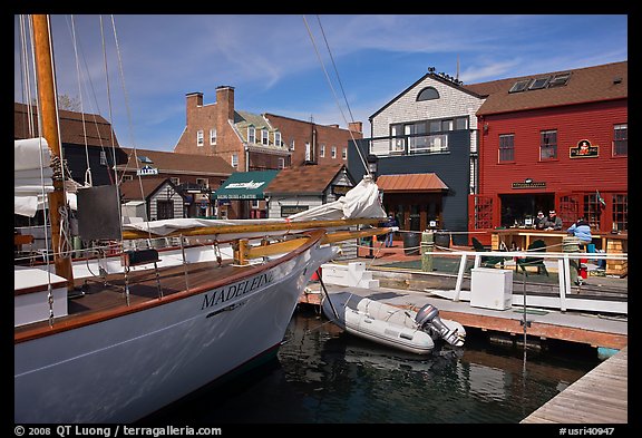 Harbor and shops. Newport, Rhode Island, USA (color)