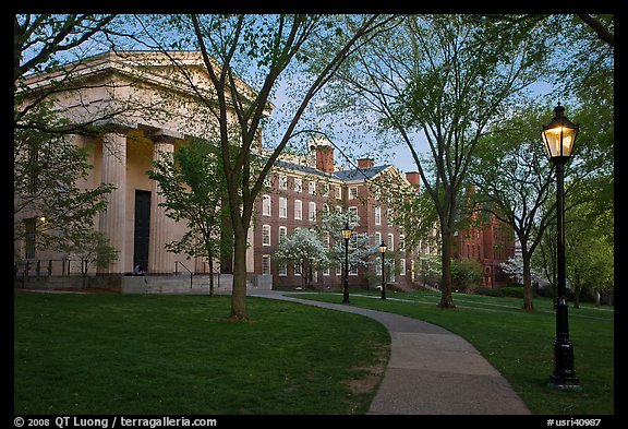 Manning Hall, University Hall, and Slater Hall  at dusk. Providence, Rhode Island, USA