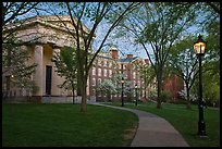 Manning Hall, University Hall, and Slater Hall  at dusk. Providence, Rhode Island, USA (color)