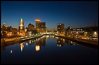 Downtown Providence reflected in Seekonk river at night. Providence, Rhode Island, USA ( color)