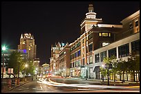 Street in downtown at night. Providence, Rhode Island, USA ( color)