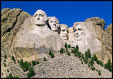 Monumental sculpture of US presidents carved in clif, Mount Rushmore National Memorial. South Dakota, USA