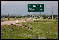 Sign pointing to Bison, Buffalo. South Dakota, USA ( color)