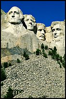 Faces of Four US Presidents carved in stone, Mt Rushmore National Memorial. South Dakota, USA ( color)