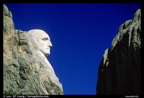 George Washington profile, Mt Rushmore National Memorial. South Dakota, USA (color)