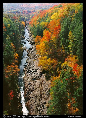 Quechee Gorge and river in the fall. Vermont, New England, USA (color)