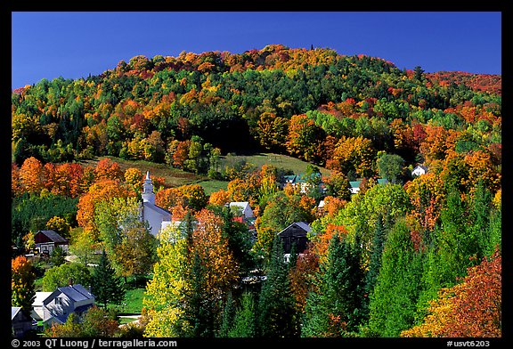 East Topsham village in fall. Vermont, New England, USA (color)
