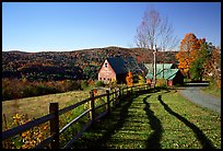 Fence and barn. Vermont, New England, USA (color)