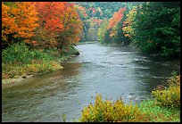 River with trees in autumn color. Vermont, New England, USA