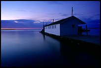 Lake Superior and wharf at dusk, Apostle Islands National Lakeshore. Wisconsin, USA ( color)