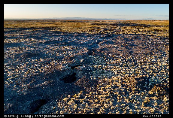 Aerial view of Great Rift volcanic fissure. Craters of the Moon National Monument and Preserve, Idaho, USA