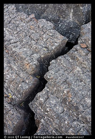 Close-up of crack in lava. Craters of the Moon National Monument and Preserve, Idaho, USA (color)