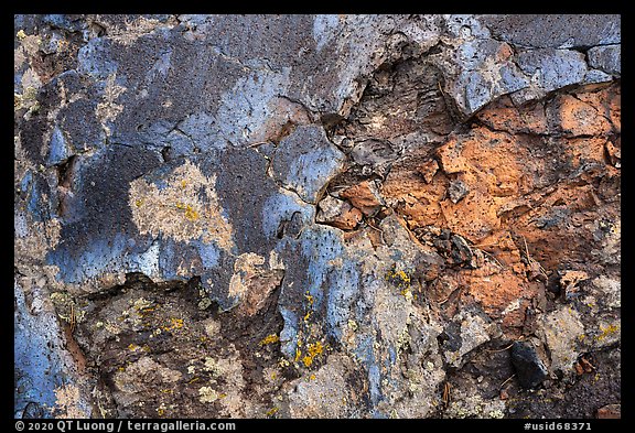 Close-up of cracked lava with blue tints of the Blue Dragon flow. Craters of the Moon National Monument and Preserve, Idaho, USA (color)