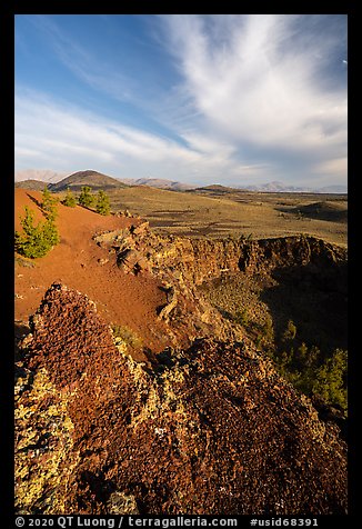 Echo Crater and Pioneer Mountains. Craters of the Moon National Monument and Preserve, Idaho, USA (color)