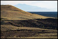 Crescent Butte, lava flows and King Mountain. Craters of the Moon National Monument and Preserve, Idaho, USA ( color)