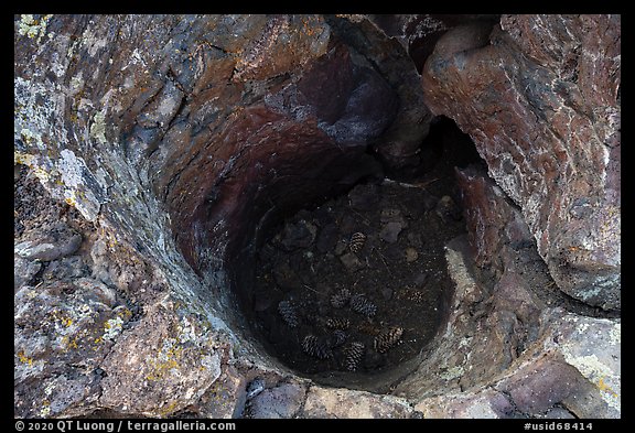 Trunk-shaped depression in lava. Craters of the Moon National Monument and Preserve, Idaho, USA (color)