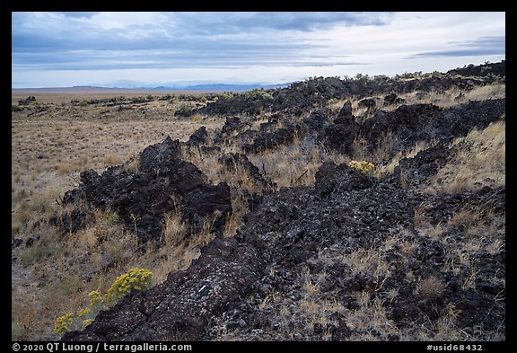 Edge of Laidlaw Kipuka from Lava Point. Craters of the Moon National Monument and Preserve, Idaho, USA (color)