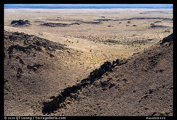 Lava rocks on breach of Bear Den Butte crater. Craters of the Moon National Monument and Preserve, Idaho, USA (color)