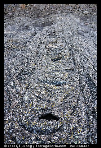 Cascades of Pahoehoe lava from Pilar Butte. Craters of the Moon National Monument and Preserve, Idaho, USA
