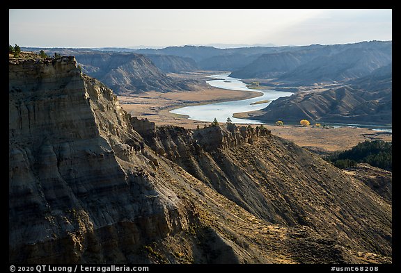 Cliffs and Missouri River valley. Upper Missouri River Breaks National Monument, Montana, USA (color)
