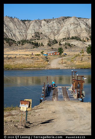 McClelland Stafford Ferry. Upper Missouri River Breaks National Monument, Montana, USA (color)